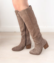 Tarian Tall Suede Boot in Taupe
