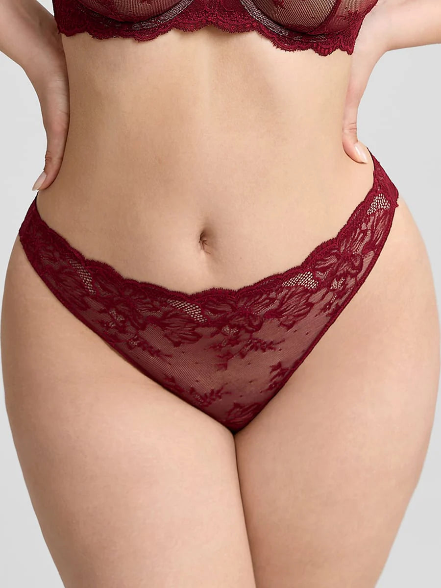 Sassy Red Floral  Seamless Lace Panties