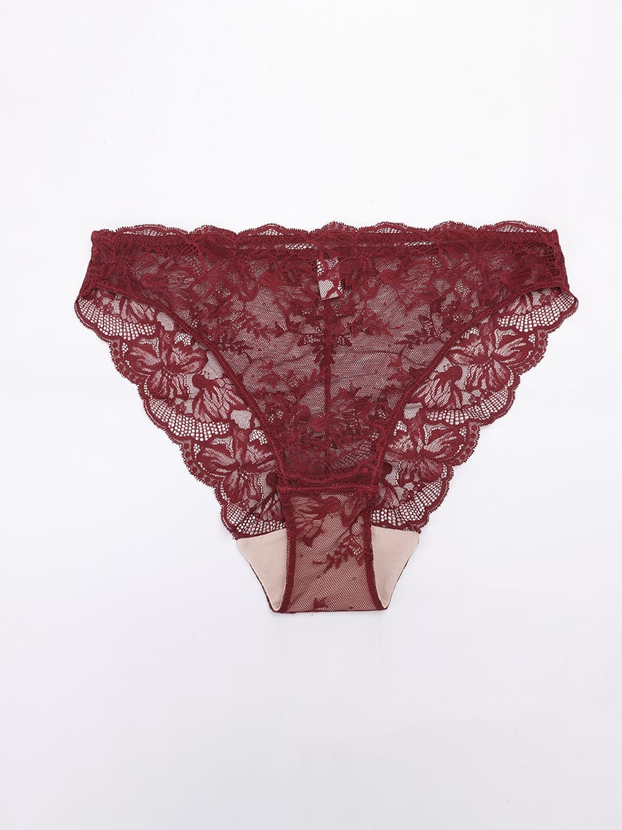 Sassy Red Floral  Seamless Lace Panties
