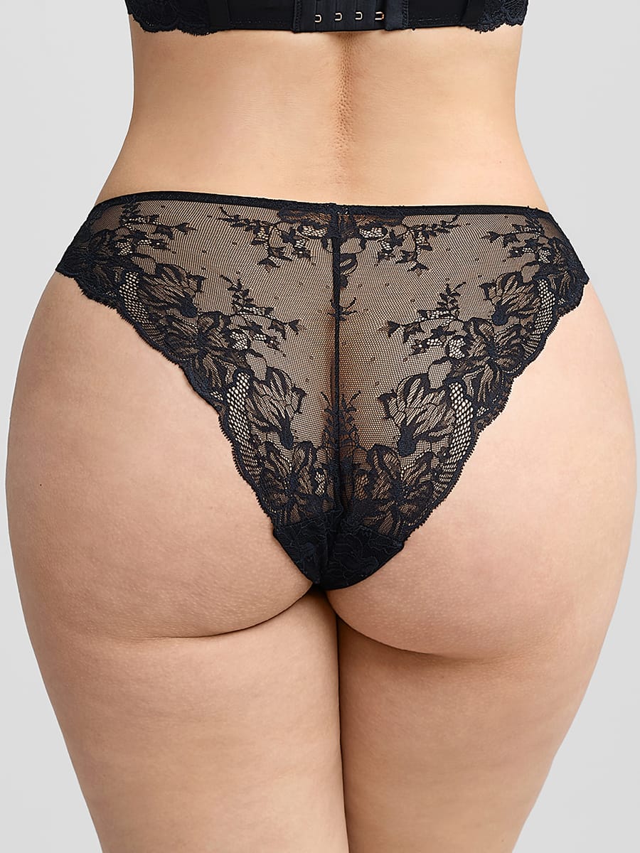 Sassy Black Floral  Seamless Lace Panties