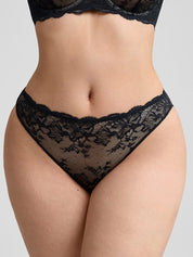 Sassy Black Floral  Seamless Lace Panties