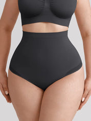 High Waist Black Thong Back Tummy Control Shapewear Panties