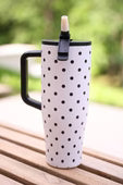Jess Lea  White Polka Dot Tumbler