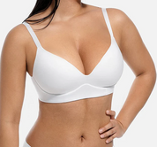 Wireless Push Up Demi Coverage Bra White