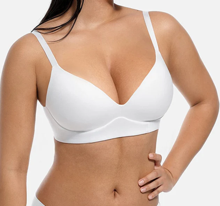 Wireless Push Up Demi Coverage Bra White