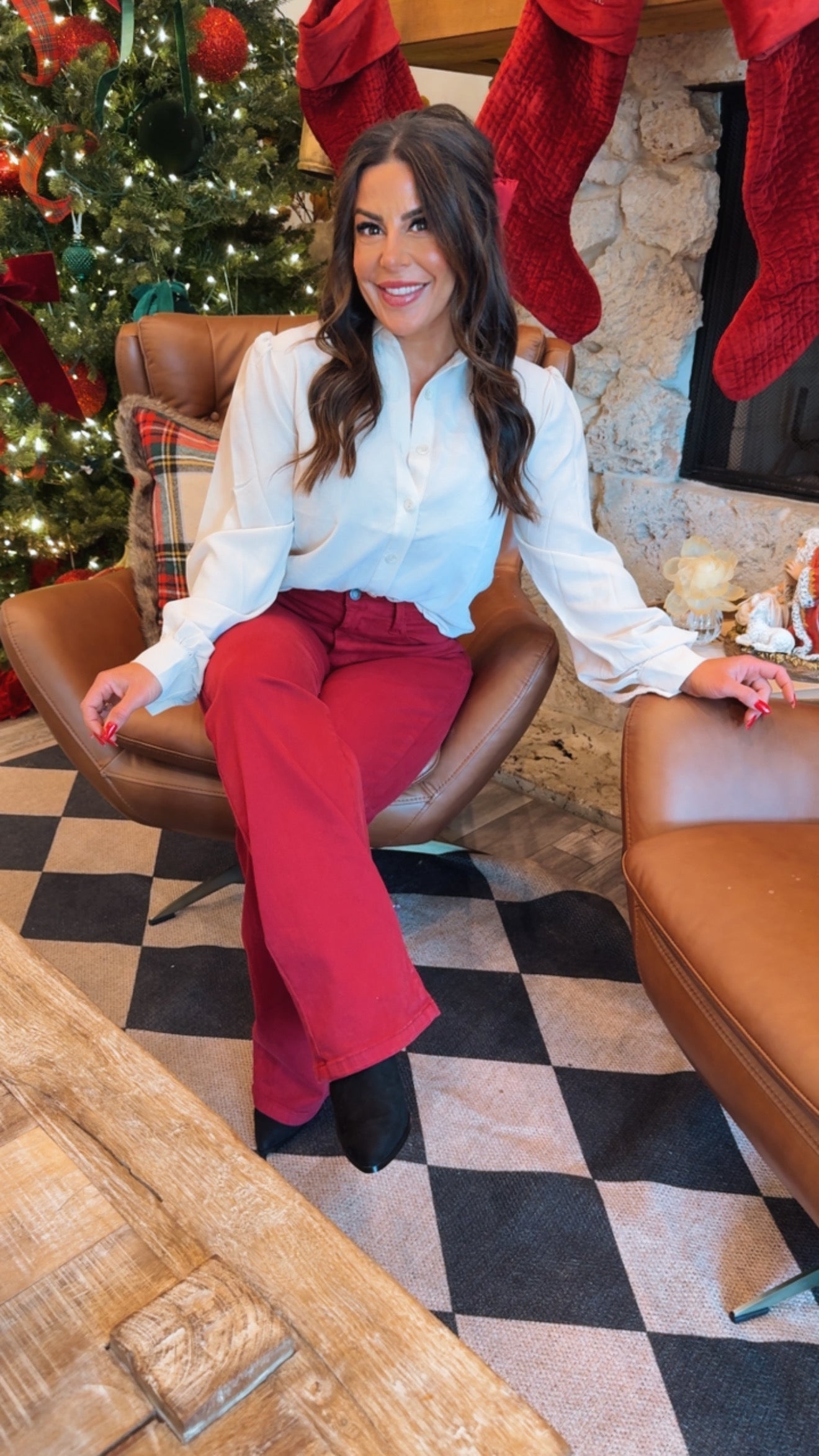 Judy Blue High Waist Scarlett Red Heart Shaped Pockets Straight Leg Jeans