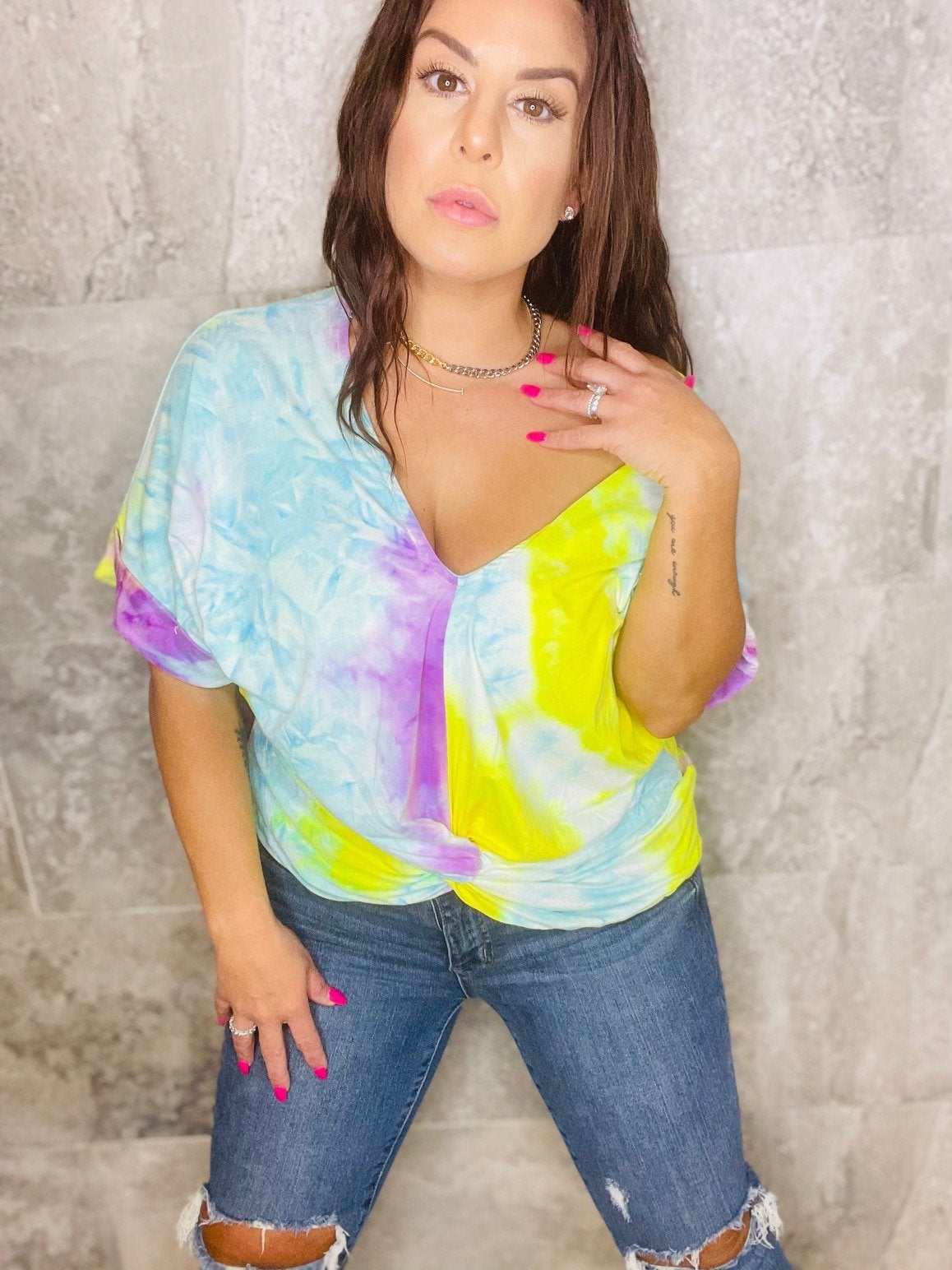 Soft Vneck Maui Sunset TyeDye